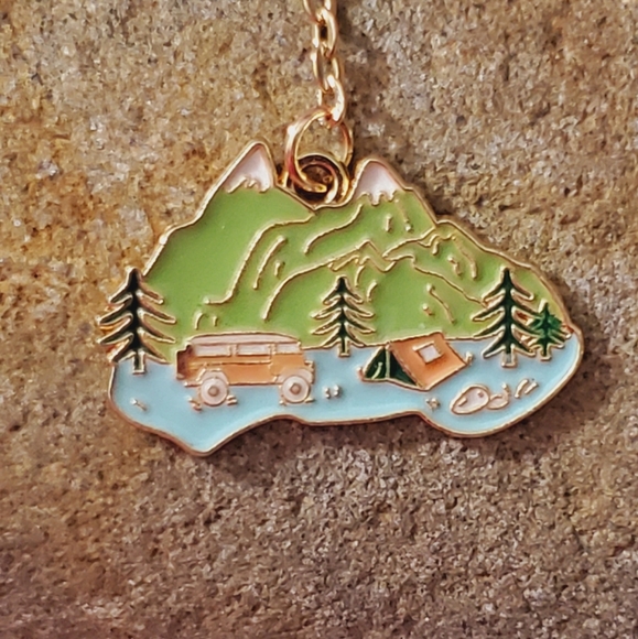 Earrings Camping van life nature handmade mountains Forrest enamel unique - Picture 11 of 11